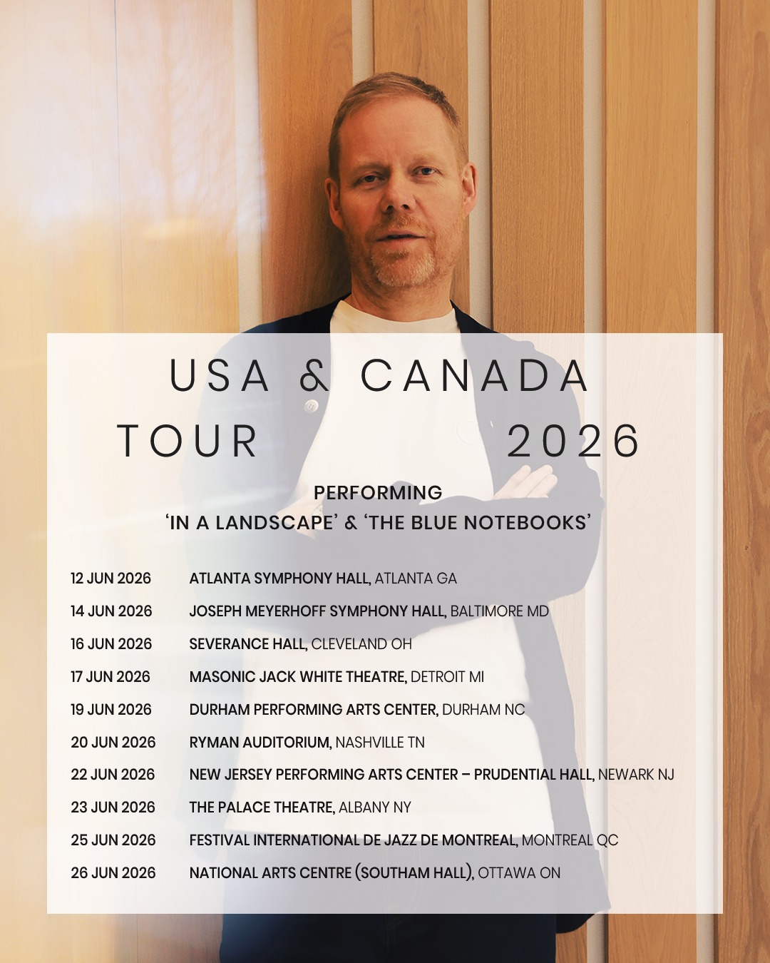 Max Richter In A Landscape & The Blue Notebooks Tour Poster 2026